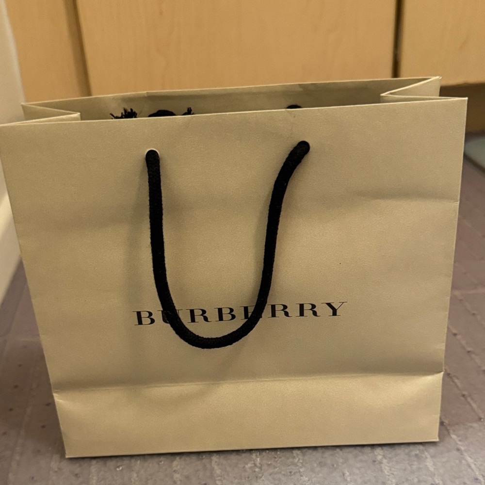 Burberry Tan Shopping Bag with Black Handles